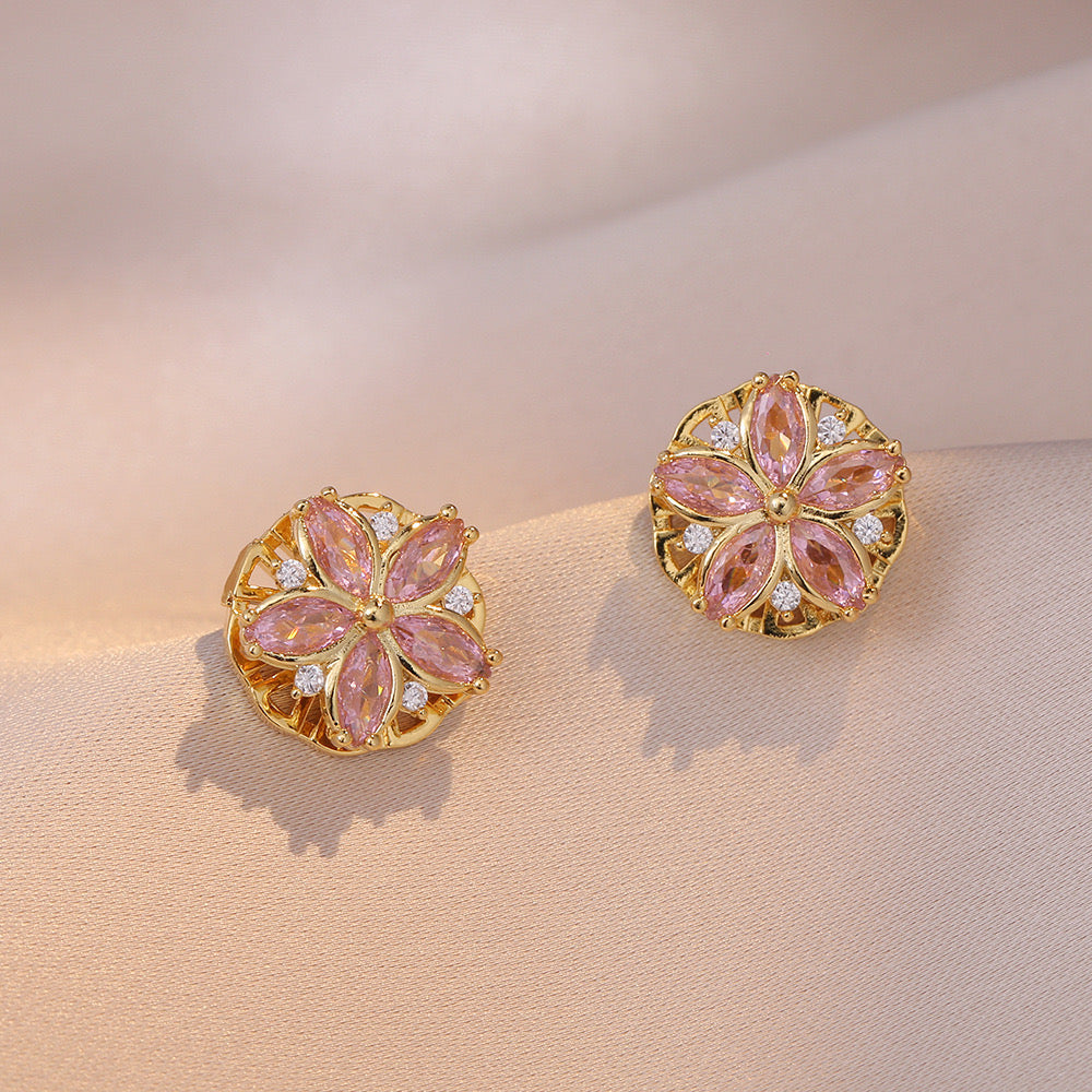 Pink Bellflower Earrings